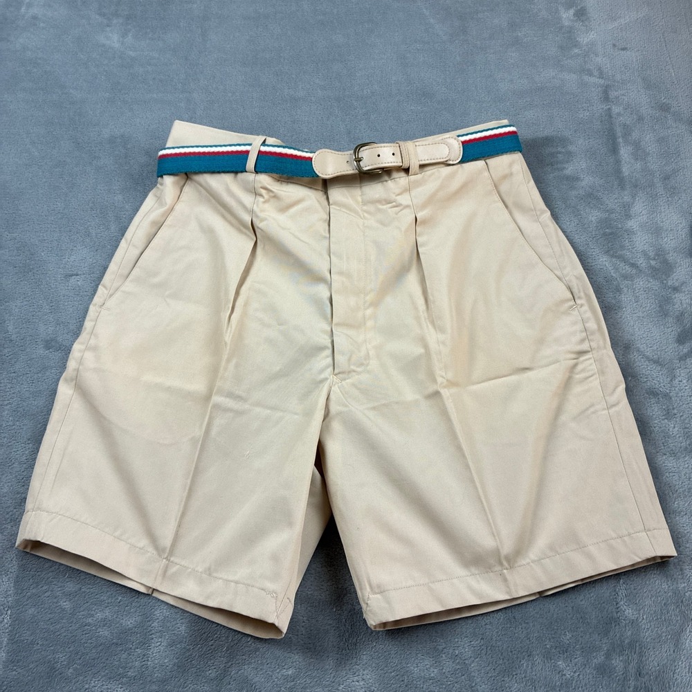 NWOT Vtg  Gitano For Men Pleated Chino Shorts Tan Beige Belted Size 32 90s Retro